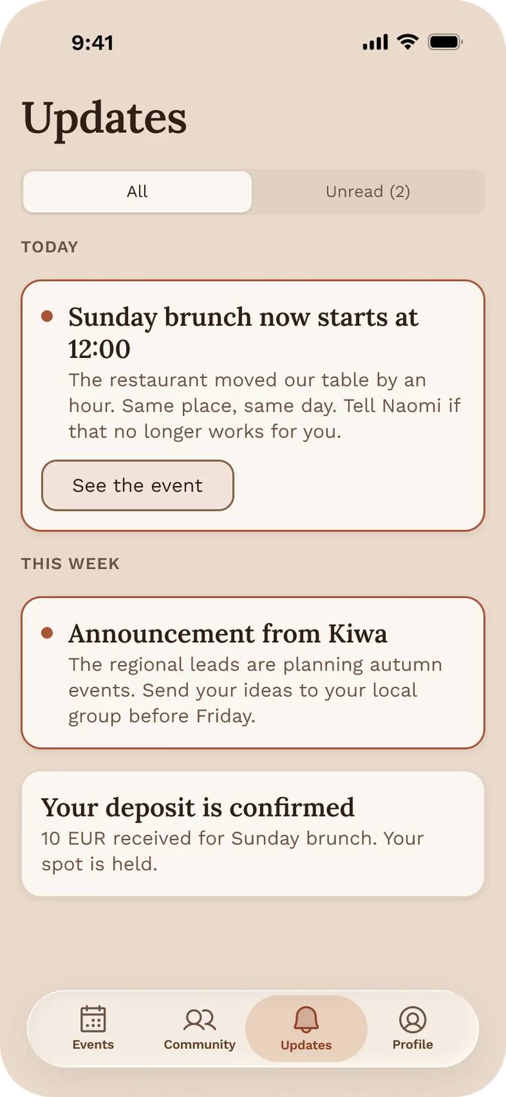 When plans change, everyone registered hears about it. No manager types it out by hand.